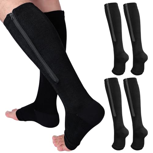 Nuanchu XL Black Zipper Compression Socks - 3 Pair