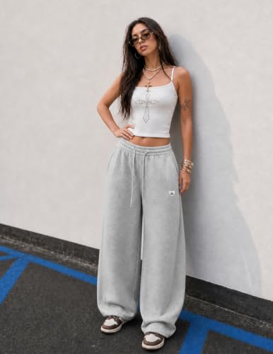 Aelfric Eden Men's Gray Wide Leg Sweatpants with Pockets, Casual Lounge & Athletic Pants, Small