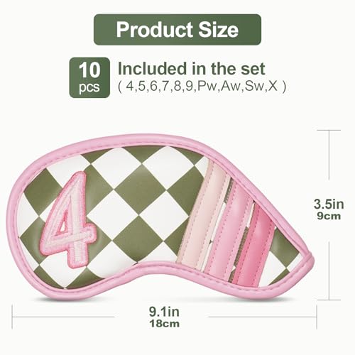 Craftsman Golf Club Cover Set for Driver, Fairway, Hybrid, Putter - Iron Headcovers 11pcs Pink Embroidery
