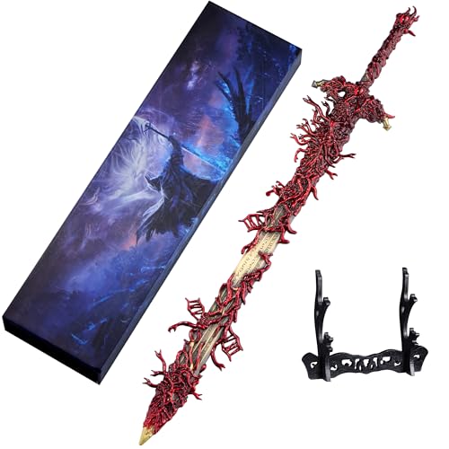 11.8 Inch Metal Fantasy Sword Replica with Stand for Collectors and Gaming Display