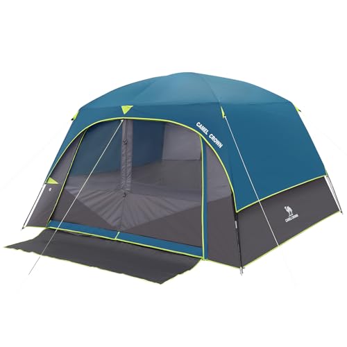 Camel Crown Ink-Blue 6-Person Waterproof Camping Tent - Easy Setup Backpacking Shelter