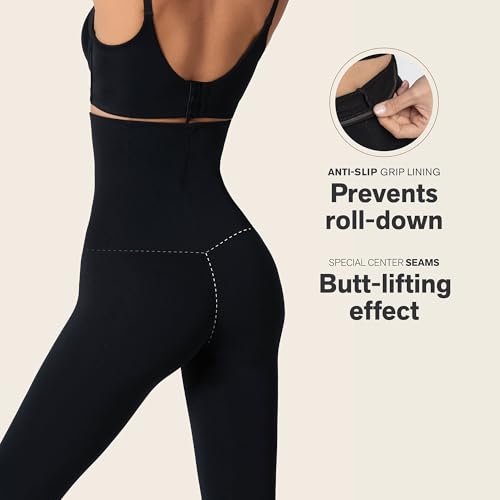 Leonisa High Waisted Compression Leggings for Women - Medium Black Shapewear Gym Pants