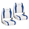 VIVOHOME Waterproof Folding Boat Seat Blue & White - 2 Pack Low Back Captain Chairs