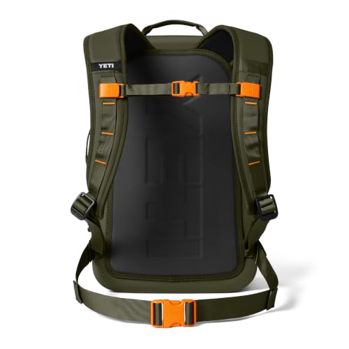 YETI Panga 28 Waterproof Backpack with Hydrolok Zipper, Olive/King Crab Orange