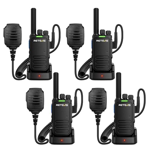 Retevis MateTalk B4 Walkie Talkies with Waterproof Shoulder Microphone - 4 Pack