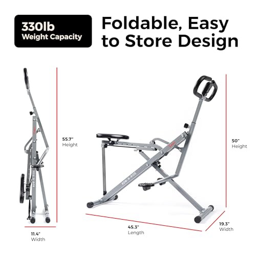 Sunny Health & Fitness Grey Row-N-Ride Glute & Leg Trainer with App Connection
