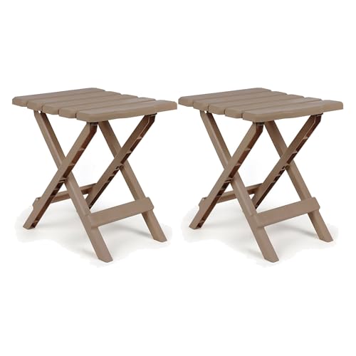 Camco Adirondack Folding Plastic Side Table Taupe 2 Pack