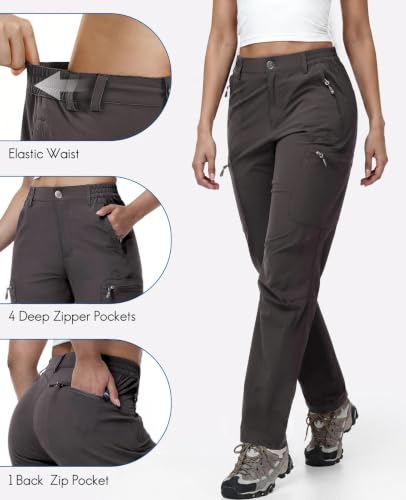 Haimont Women's Lightweight Hiking Cargo Pants with Zip Pockets - Medium / 27" Inseam, Graphite Grey