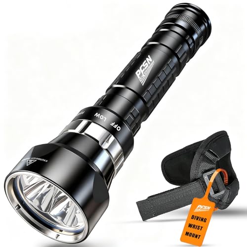 6000 Lumens Underwater Dive Light - Rechargeable Waterproof Scuba Torch with Wrist Mount