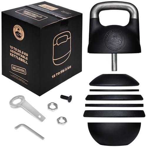 Adjustable Kettlebell Set 18-20.5kg with Steel Shell & 35mm Handle - Home Gym Equipment - Variation of 20.5kg