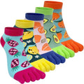 Women's Multicolor Funny Toe Socks - Five Finger Low Cut Cartoon Cotton Running Ankle Socks