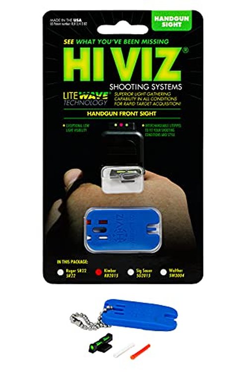 HIVIZ unisex adult HiViz KB2015 Kimber Interchangeable LITEWAVE Front Handgun Sight, Green, Red, and White, One Size US