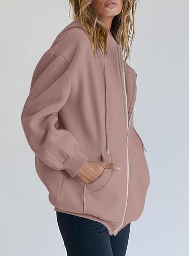 Women's Fall Zip Up Hoodie Sweatshirt - Large Nutmeg | PRETTYGARDEN