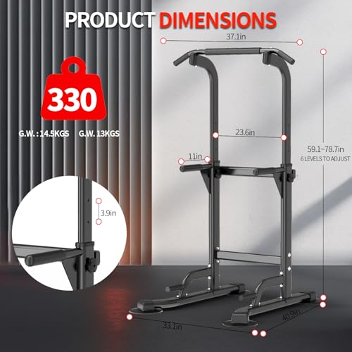 Z ZHICHI Black Pull-Up Dip Station 350LBS Capacity Home Fitness Equipment