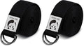 8 Feet Cotton Yoga Strap for Stretching - Black, Pack of 2, Adjustable D-Ring