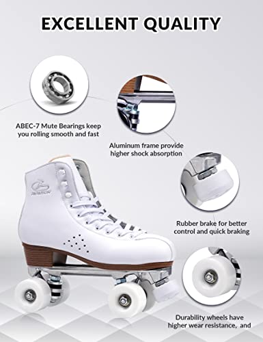Retro Style Microfiber Leather Roller Skates for Women & Men, EU 40 / US 8