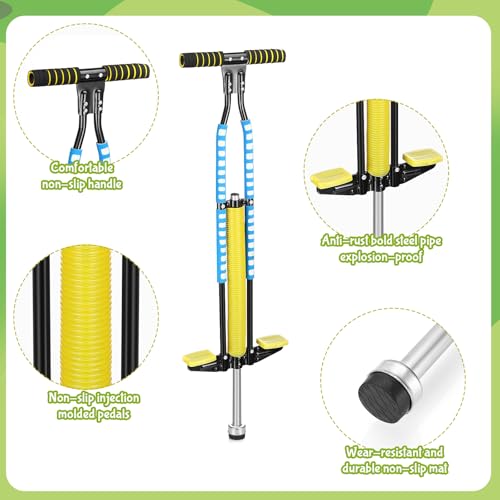 Leitee 2 Pack Foam Pogo Sticks for Teens & Adults, Blue & Green, Supports 80-160 lbs