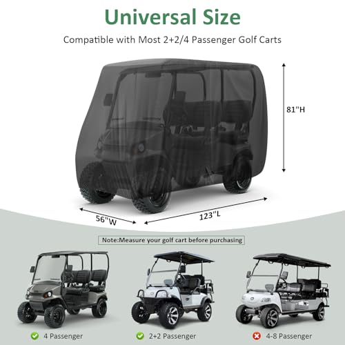 Isamant Waterproof 4/6 Passenger Golf Cart Cover 123" x 56" x 81" for EZGO, Club Car, Yamaha