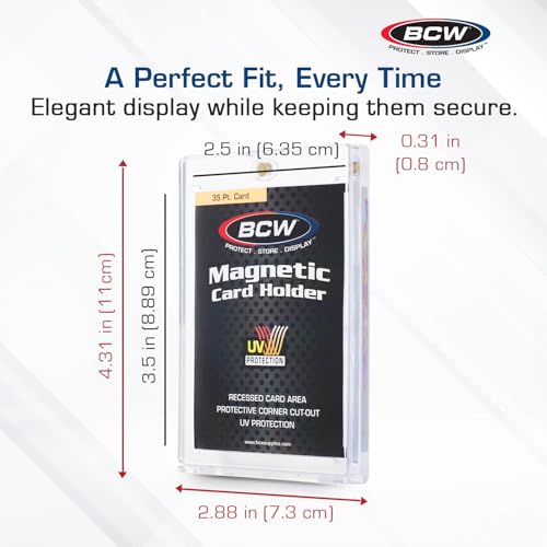 BCW Magnetic Card Holders with UV Protection - 35pt Trading Card Sleeves, 40 Count