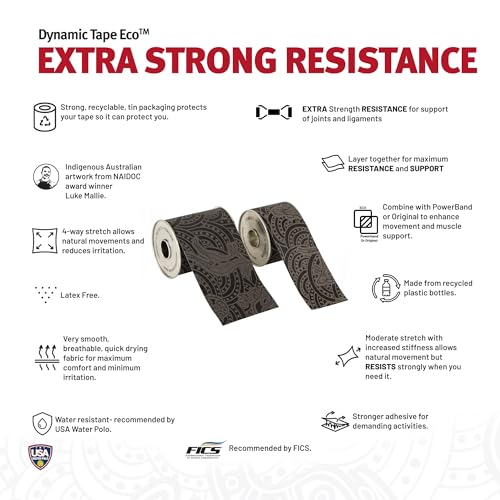 Dynamic Tape Eco Biomechanical Tape 4-Way Stretch 2 Inch Roll - Black/Grey, 1 Pack