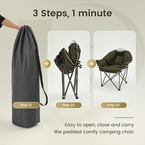 Outdoor Living Suntime Oversized Padded Camping Chair Set - Army Green, 2 Pack