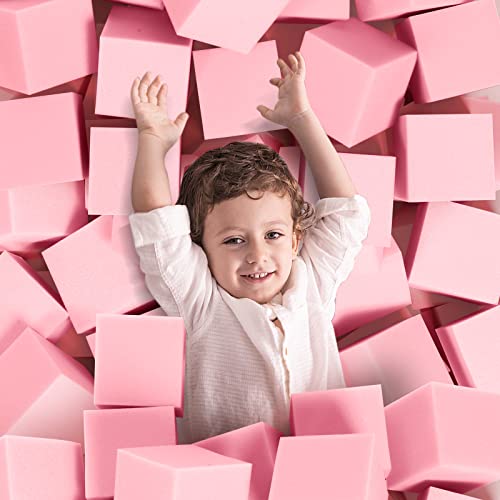 Gymnastics Foam Pit Cubes 24 Pack - Pink 5 Inch Foam Blocks for Trampolines & Sports