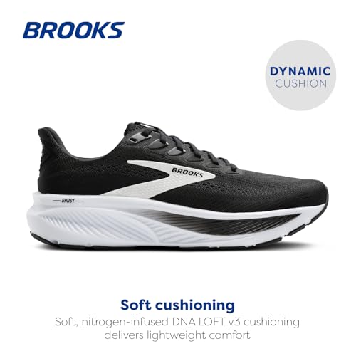 Brooks Men’s Ghost 17 Neutral Running Shoes - Black/Grey/White, Size 10