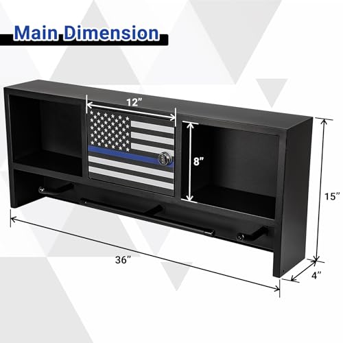 Neoaider Wall Mounted Police Gear Rack with Gun Storage - 36x4x15 Inches