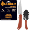 Orange Fixed Blade Hunting Knife - Full Tang, Ergonomic Grip, USA Made
