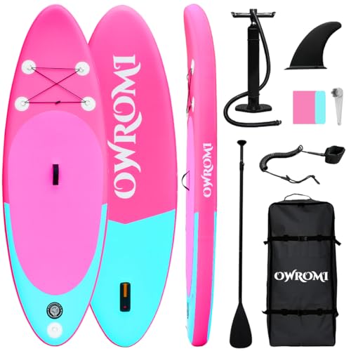 Kids Inflatable Stand Up Paddle Board with Accessories - 7'10" Pink & Green