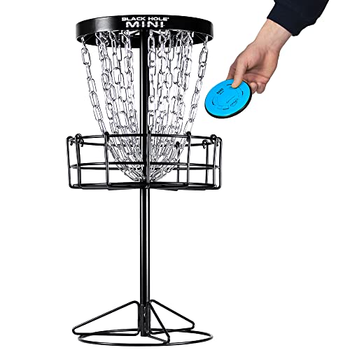 Mini Disc Golf Basket with 24 Chains - Portable Indoor & Outdoor Target, 26.5 Inch Tall