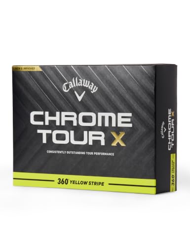 Callaway Chrome Tour X Golf Balls - 360 Stripe Yellow, One Dozen
