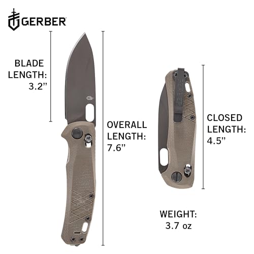 Gerber Scout EDC Folding Pocket Knife 3.2" Plain Edge, Micarta Handle, 7.64" Open