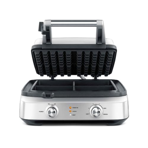 4-Slice Stainless Steel Waffle Maker with Adjustable Browning Control