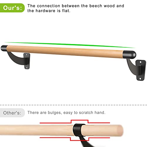 4 ft Wooden Ballet Barre Wall Mount - Dance & Exercise Bar for Home Studio