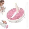 Cream Pink Rhinestone Flip Straw Lid Replacement for Stanley Quencher 40 oz Tumbler - Leak Proof & Non-Spill