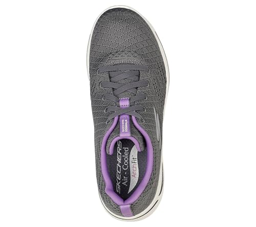 Skechers Women's Go Walk Arch Fit Unify Sneakers Gray/Lavender 8 - Supportive Walking Shoe