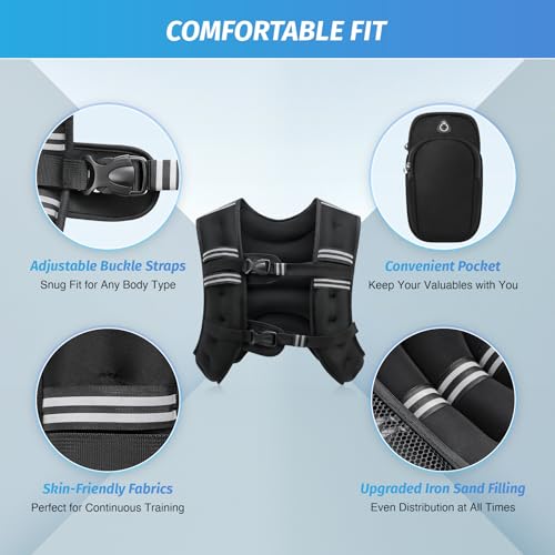 30lb Weighted Vest for Workout & Fitness - Reflective Stripes & Adjustable Fit