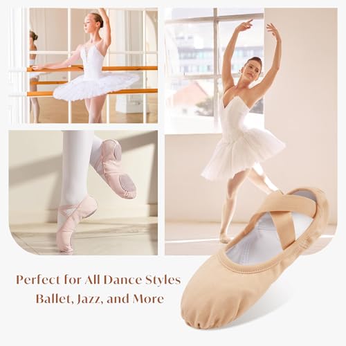 Stelle Women’s Stretch Canvas Ballet Shoes with Sand Color - Dance Slippers