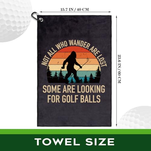 Funny Not All Who Wander Are Lost Golf Towel - Black 2 for Men & Women