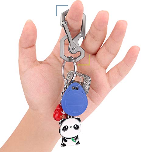 Tibitdeer Grey Titanium Keychain with Carabiner and Bottle Opener - Heavy Duty Multi-Function Key Organizer