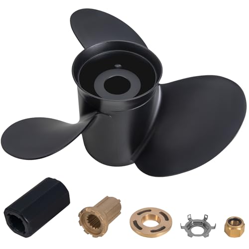 Qiclear 14.5x19 Aluminum Outboard Propeller for Mercury Engines 135-300HP, RH, Hub Kit Included