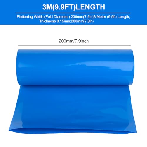 PVC Heat Shrink Wrap Tube for Lithium Batteries 200mm x 9.9ft Blue