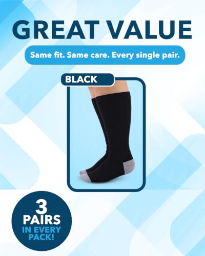 3 Pairs Plus Size Compression Socks Wide Calf Knee High Bamboo Viscose Circulation Support 3X-Large Black