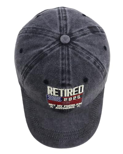 Retired 2026 Not My Problem Anymore Baseball Cap - Black, Adjustable Embroidered Denim Hat