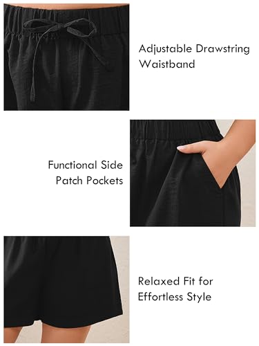 Plus Size Relaxed Fit Shorts for Women with Pockets - Black 3X