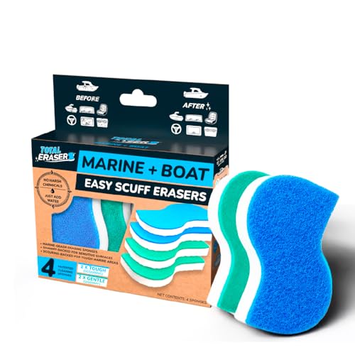 Boat Eraser Dual-Sided Marine Cleaning Sponges - Fiberglass Vinyl Gelcoat 4 Pack