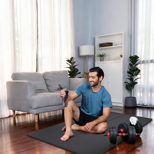 Extra Large Yoga Mat 6'x4' Thick Exercise Mat for Home Workout - Black, 1/4 Inch