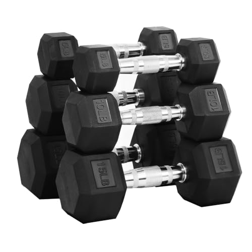 60lb Dumbbell Set - Rubber Coated Hex Weights for Home Gym Training