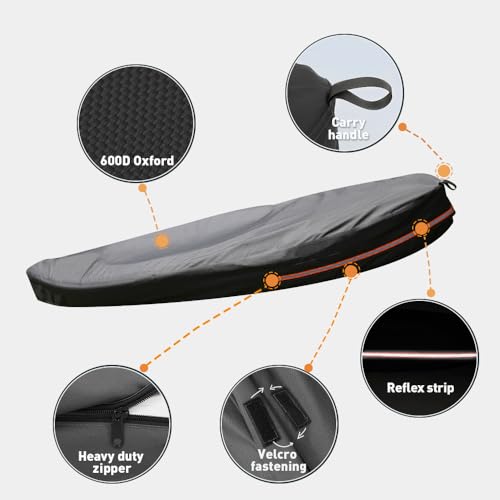 Smikodo 10-13FT Waterproof Tear-Resistant Kayak Cover with Zipper, Heavy Duty Outdoor Storage
